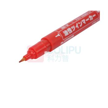 白金 PLATINUM 油性小双头记号笔 CPM-122 细头1.0-1.3mm,极细头0.5mm (红色) 10支/盒