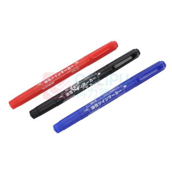 白金 PLATINUM 油性小双头记号笔 CPM-122 细头1.0-1.3mm,极细头0.5mm (红色) 10支/盒