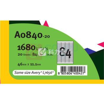 普林泰科 printec 地址打印标签 A0840-20 84分 46*11.10mm 20页/包