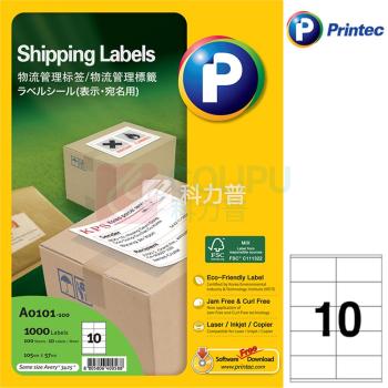 普林泰科 printec 物流管理打印标签 A0101-100 10分 105*57mm  100页/包