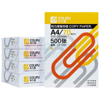 科力普 COLIPU 复印纸 1星 CFY001 A4 70g 500张/包 5包/箱