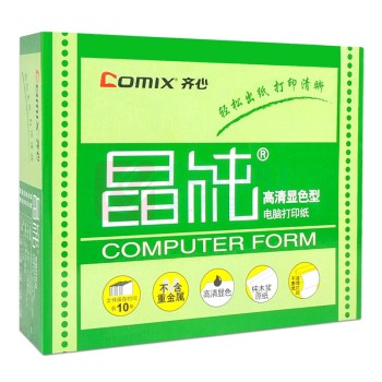 齐心 Comix 晶纯 电脑打印纸 C6247K 241-3 80列 三联二等分 不撕边 (白色) 1000页/盒