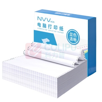 NVV 电脑打印纸 XDY241-1-2S 一联二等分 撕边 (白色) 1200张/箱