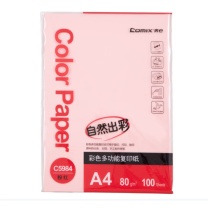 齐心 Comix 彩色复印纸 C5984-24 A4 80g (粉红色) 100张/包 24包/箱