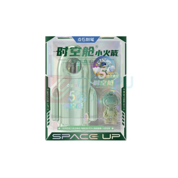 点石 时空舱小火箭文具套装 DS-361E-B 中性笔*7+荧光笔*1+徽章*1+手办*1+笔筒*1 (幻光绿)