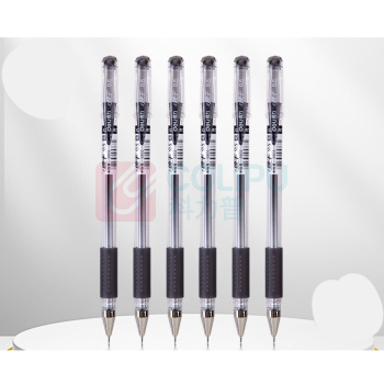 得力 中性笔 SG-S802 0.5mm 黑色 0.5mm 12支 塑料 全针管 透明 塑料 黑色 拔帽 12支/盒 盒