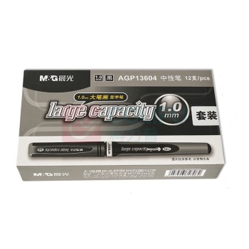 晨光 M&G 拔帽大笔画中性笔 AGP13604 1.0mm (黑色) 12支/盒 (大包装)塑料