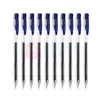 三菱 uni 拔帽双珠啫喱笔 UM-100 0.5mm (蓝色) 10支/盒 (替芯:UMR-5)中性笔 塑料