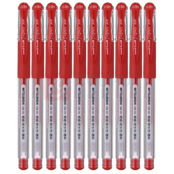 三菱 uni 拔帽极细防水双珠啫喱笔 UM-151-38 0.38mm (红色) 10支/盒 (替芯:UMR-1A)