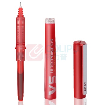 百乐 PILOT 拔帽式签字笔 BX-V5 0.5mm (红色) 12支/盒 中性笔 塑料