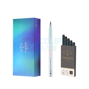 派克 PARKER 派克威雅XL 欧若拉墨水笔 冰川蓝-F尖 