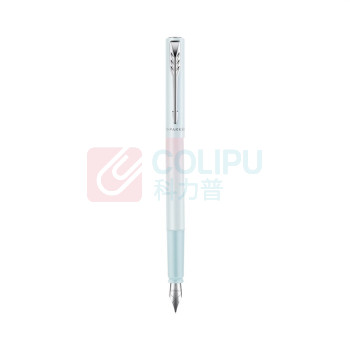 派克 PARKER 派克威雅XL 欧若拉墨水笔 冰川蓝-F尖 