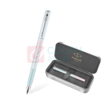 派克 PARKER 派克威雅XL 欧若拉墨水笔 冰川蓝-F尖 
