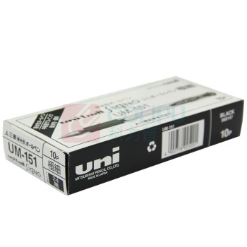 三菱 uni 拔帽极细防水双珠啫喱笔中性笔 UM-151 0.38mm (黑色) 10支/盒 替芯:UMR-1A 塑料