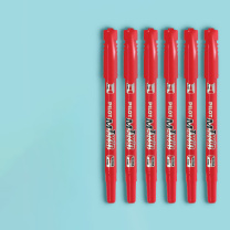 百乐 PILOT 油性双头记号笔 SCA-TM 细头2.0mm,极细头1.0mm (红色) 6支/组 DC
