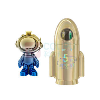 点石 时空舱小火箭文具套装 DS-361E-B 中性笔*7+荧光笔*1+时空舱徽章*1+时空舱手办*1+笔筒*1 (未来金)