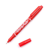 斑马牌(ZEBRA) 小双头记号笔 YYTS5-R 细头1.0-1.3mm,极细头0.5mm (红色) 10支/盒