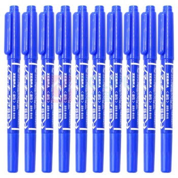 斑马牌 ZEBRA 小双头记号笔 YYTS5-BL 细头1.0-1.3mm,极细头0.5mm (蓝色) 10支/盒
