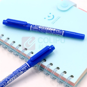 斑马牌 ZEBRA 小双头记号笔 YYTS5-BL 细头1.0-1.3mm,极细头0.5mm (蓝色) 10支/盒