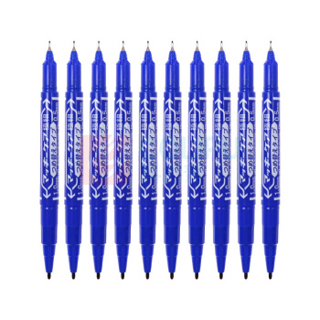 斑马牌 ZEBRA 记号笔 YYTS5 10支装 速干油性小双头记号笔 (蓝色)