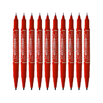 斑马牌 ZEBRA 记号笔 YYTS5 10支装 速干油性小双头记号笔 (红色)