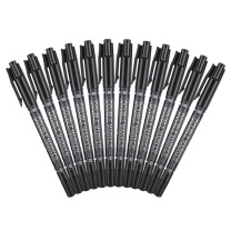 晨光 M&G 小双头记号笔 MG-2130 细头1.2mm 极细头0.5mm (黑色) 12支/盒 (大包装)塑料 0.5/2.0mm 双头黑色