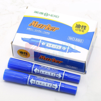英雄 HERO 大双头油性记号笔 880 2.0-6.0mm (蓝色) 10支/盒