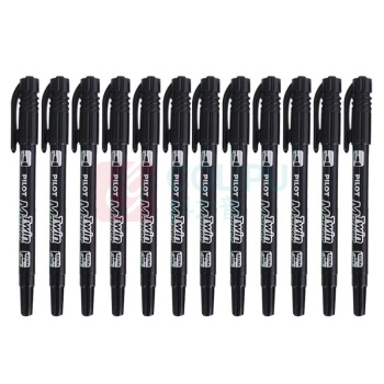 百乐 PILOT 油性双头记号笔 SCA-TM 细头2.0mm,极细头1.0mm (黑色) 12支/盒