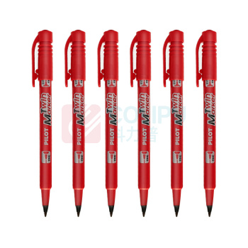 百乐 PILOT 油性双头记号笔 SCA-TM 细头2.0mm,极细头1.0mm (红色) 12支/盒
