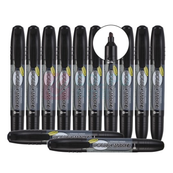 晨光 M&G 大双头记号笔 MG-2110 粗头3.0mm 细头0.8mm (黑色) 12支/盒