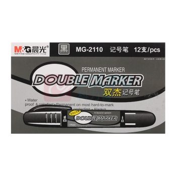 晨光 M&G 大双头记号笔 MG-2110 粗头3.0mm 细头0.8mm (黑色) 12支/盒