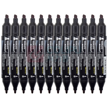 晨光 M&G 大双头记号笔 MG-2110 粗头3.0mm 细头0.8mm (黑色) 12支/盒