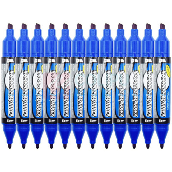 晨光 M&G 大双头记号笔 MG-2110 粗头3.0mm 细头0.8mm (蓝色) 12支/盒