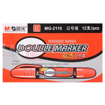 晨光 M&G 大双头记号笔 MG-2110 粗头3.0mm 细头0.8mm (红色) 12支/盒