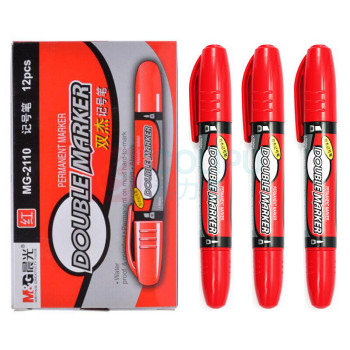晨光 M&G 大双头记号笔 MG-2110 粗头3.0mm 细头0.8mm (红色) 12支/盒