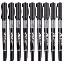 得力 deli 双头油性记号笔 6824 细头1.2mm,极细头0.5mm (黑色) 12支/盒 新老包装替换中