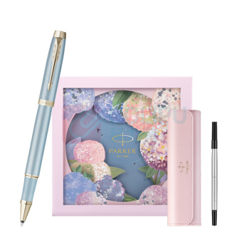 派克 PARKER 金夹宝珠笔+ 绣球花艺礼盒 IM蓝色精灵