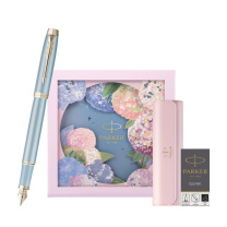 派克 PARKER 金夹墨水笔+绣球花艺礼盒 IM蓝色精灵