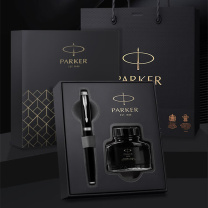 派克 PARKER 深灰小墨水礼盒+IM纯黑丽雅白夹墨水笔 套装