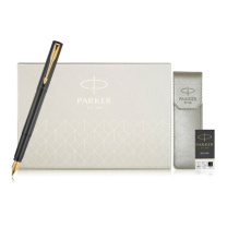 派克 PARKER 威雅XL系列墨水笔+笔袋礼盒套装 黑金夹