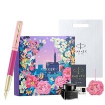 派克 PARKER 钢笔 签字笔套装 威雅XL 金夹墨水笔+花开有期 (梦幻粉)