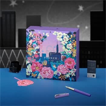 派克 PARKER 墨水笔+花开有期套盒 威雅XL灵感紫