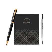 派克 PARKER 宝珠笔+笔芯套盒 IM丽雅黑金夹