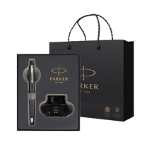 派克 PARKER 墨水笔+经典深灰小墨水套盒 威雅XL经典黑白夹