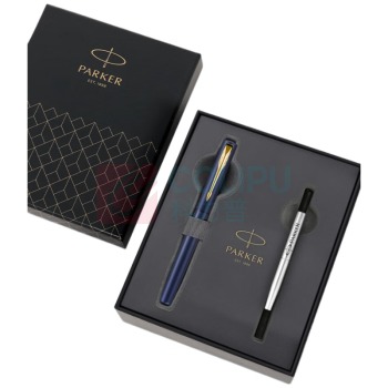 派克 PARKER 宝珠笔+笔芯套盒 威雅XL逐浪蓝金夹