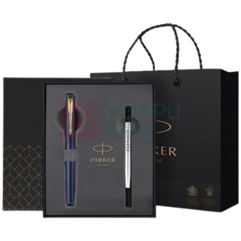 派克 PARKER 宝珠笔+笔芯套盒 威雅XL逐浪蓝金夹
