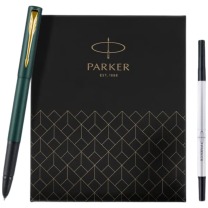 派克 PARKER 宝珠笔+笔芯套盒 威雅XL森林绿金夹