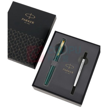 派克 PARKER 宝珠笔+笔芯套盒 威雅XL森林绿金夹