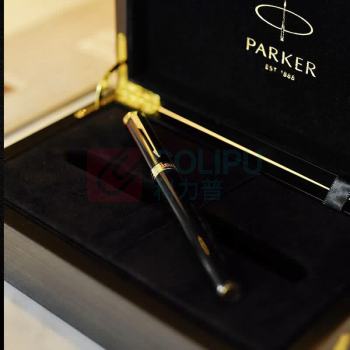 派克 PARKER 宝珠笔+木制套盒 精英睿智黑金夹