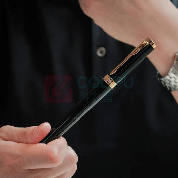 派克 PARKER 宝珠笔+木制套盒 精英睿智黑金夹